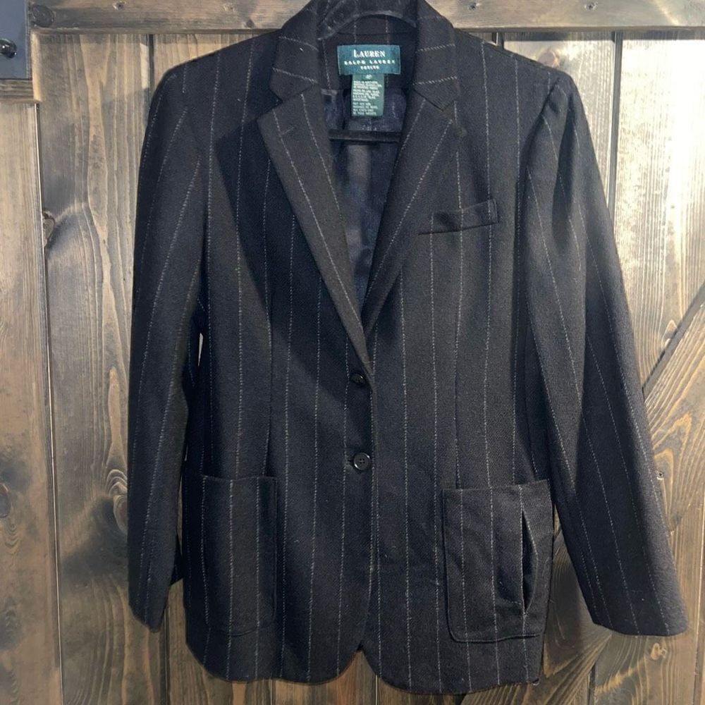 Lauren Ralph Lauren 100%Lambswool Pinstripe Blazer